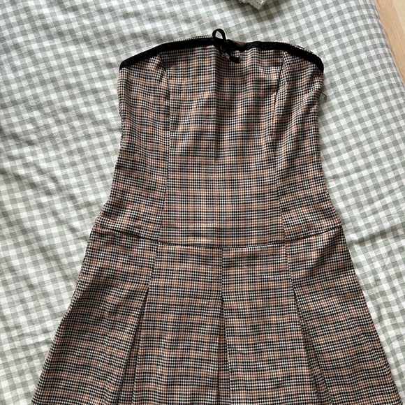 Motel Rocks Panola Mini Dress In Micro Check Brown - Picture 4 of 4